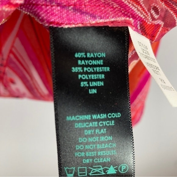 Y Pink Orange Floral Semi Sheer Rayon Linen Blend Floral Blouse XL - Picture 8 of 9